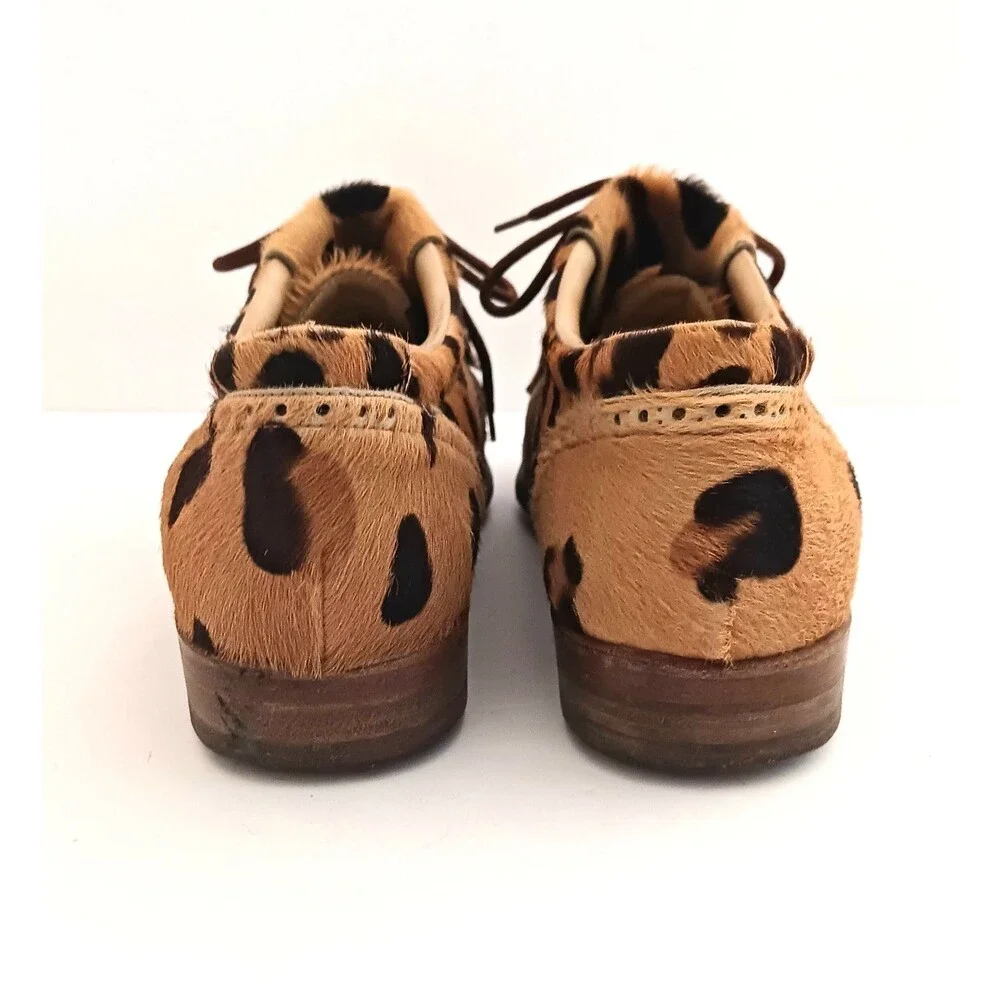 Walter Genuin Leopard Print Calf Hair Kiltie Brogue Golf Shoes Handmade Italy 7B